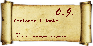 Oszlanszki Janka névjegykártya